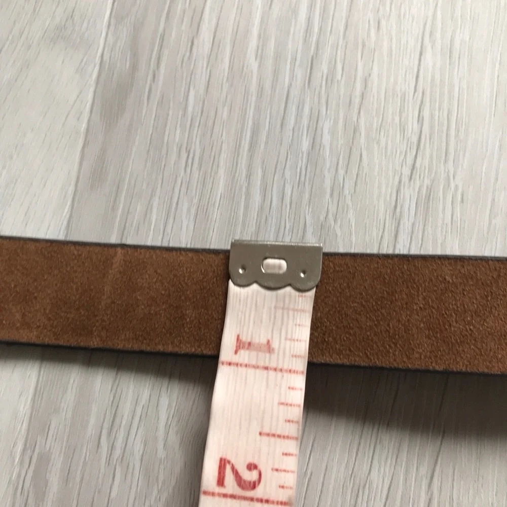 ELUFA BROWN LEATHER CASUAL BASIC BLANK BELT WOMENS SMALL